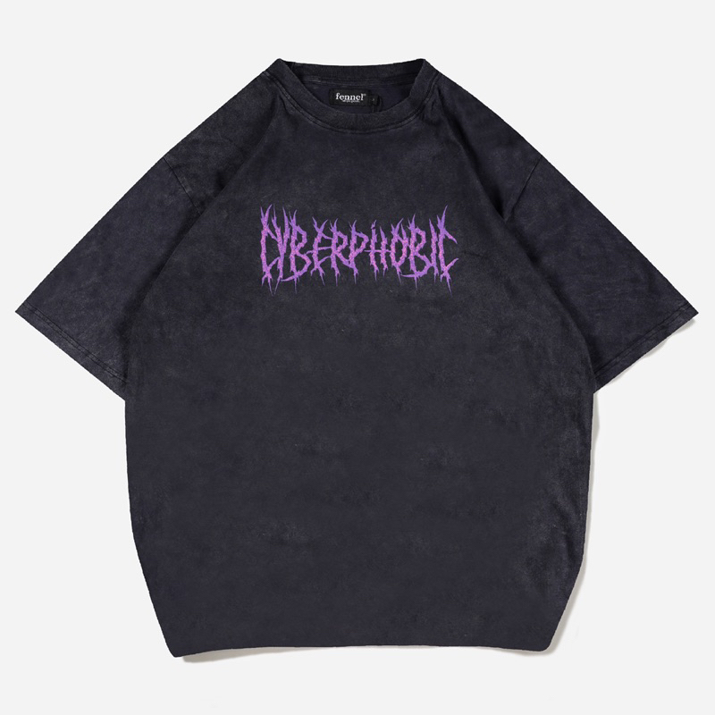 [N01139] T-Shirt Oversized Distro Wash Motif CYBERPHOBIC