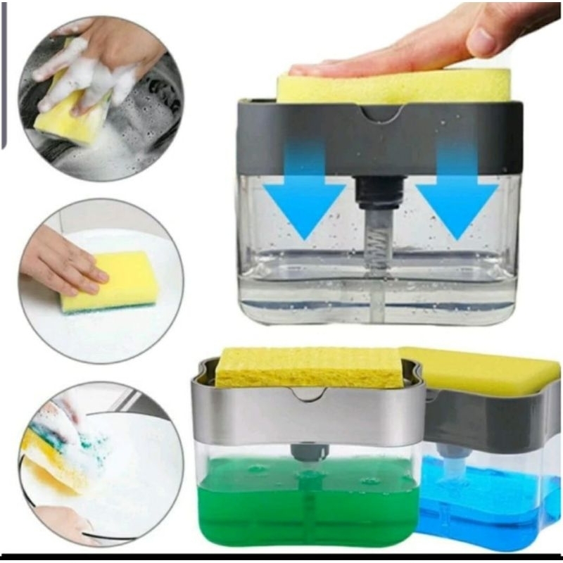 Dispenser Sabun cuci piring Soap pump dispenser plus sponge Higienis otomatis