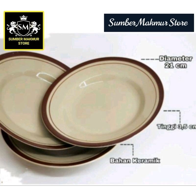 PIRING KERAMIK LUCKY LIST COKLAT 8 INCH