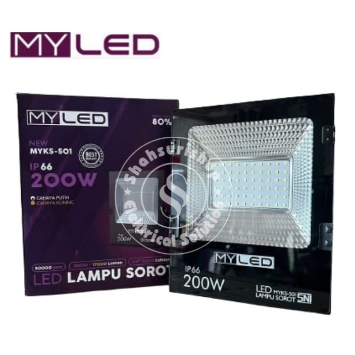 MYLED FLOOD LIGHT 200W 200 WATT IP66 LAMPU SOROT MURAH TERANG BERGARANSI