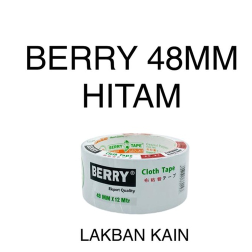 

LAKBAN KAIN HITAM Cloth Tape BERRY 48 MM 2" Inch x 12 Meter Warna HITAM