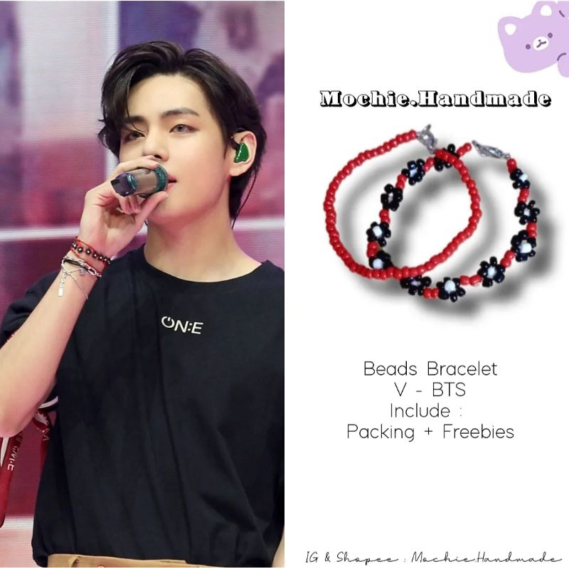 Beads Bracelet BTS | Gelang Manik BTS | Gelang Manik Murah | Gelang Bunga Taehyung | Gelang Manik sm
