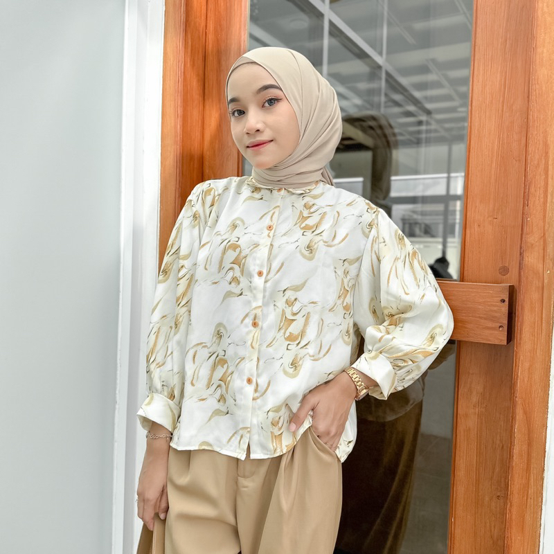 MARBLE PUFFY BLOUSE MOTIF (HANYA ATASAN SAJA TIDAK ONE SET)