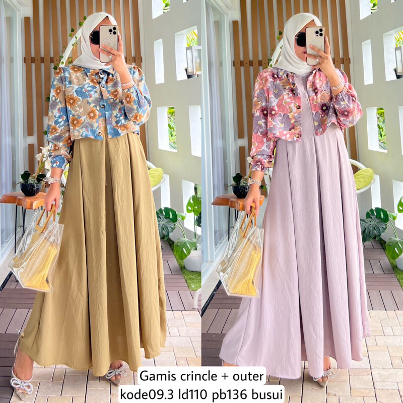 Mahesa_store | Gamis Crincle + outer Terbaru