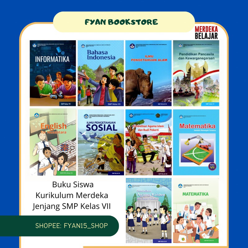Fyan Book Store:  Buku Paket Kurikulum Merdeka Jenjang SMP kelas VII, Buku Paket SMP Kelas 7 Kurikul