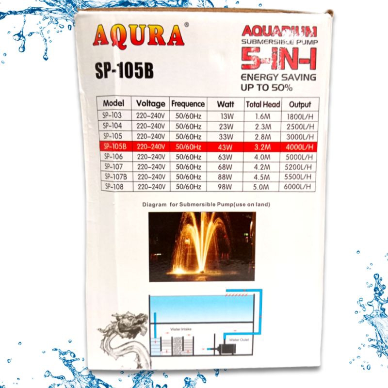 Promo Murah Pompa Kolam Hidroponik AQURA 5IN1 SP 105B