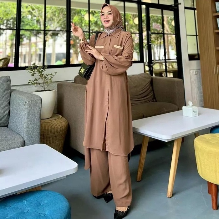 Kanaya set - tunik set / tunik setelan celana terbaru / tunik setelan / tunik setelan celana terbaru dress muslim / atasan tunik wanita / tunik wanita / tunik terbaru / one set kemeja dan celana / one set celana kulot / setelan kulot wanita kekinian / set