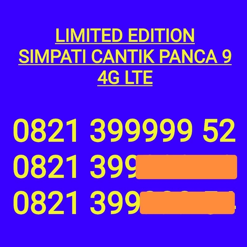 Nomor kartu perdana simpati cantik seri panca 9