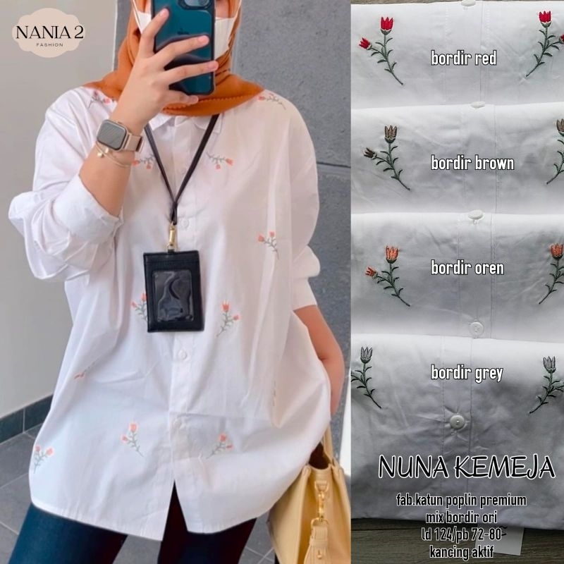 nuna kemeja putih casual wanita elmira kemeja jumbo ld 120 ld 130 xxxl xxl baju kantor wanita kemeja