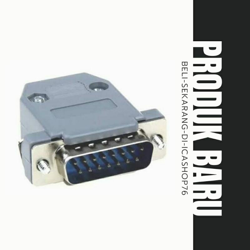 COVER DB15 / CON SOLDER DB15 MALE 2 BARIS + COVER PLASTIK