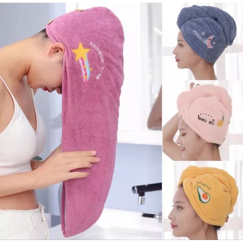 Handuk Keramas Cepat Kering Shower Cap Handuk Pengering Rambut