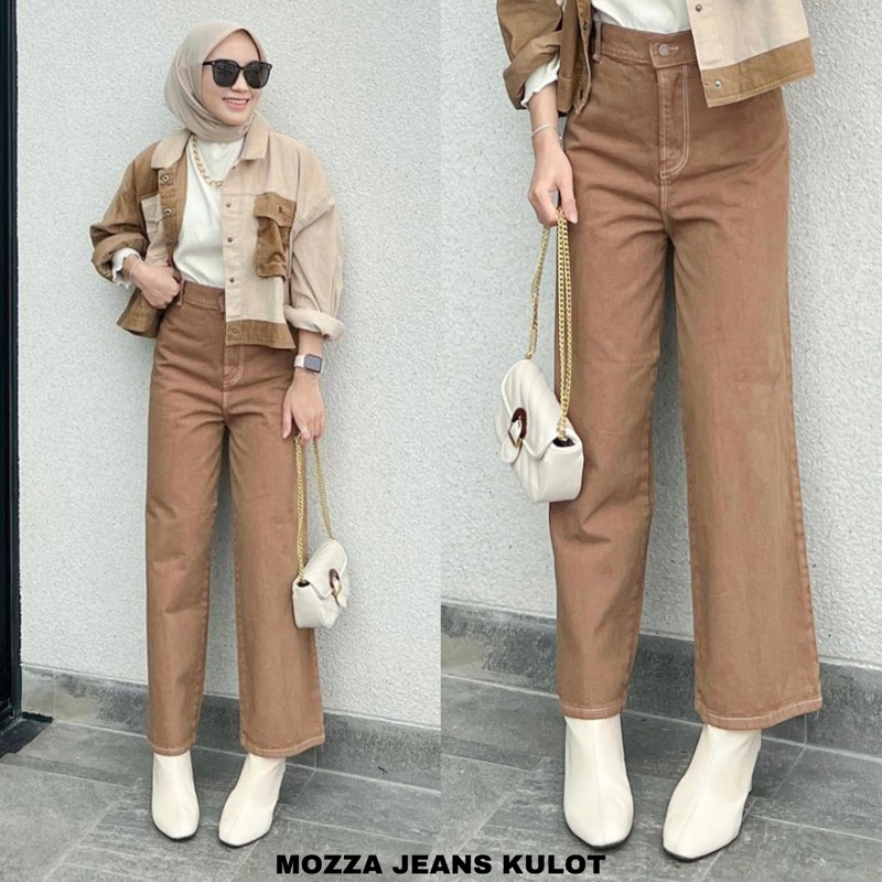 MOZZA JEANS CULLOTE/ KULOT JEANS WANITA WARNA PUTIH HITAM KHAKI CHOCO SAGE LILAC