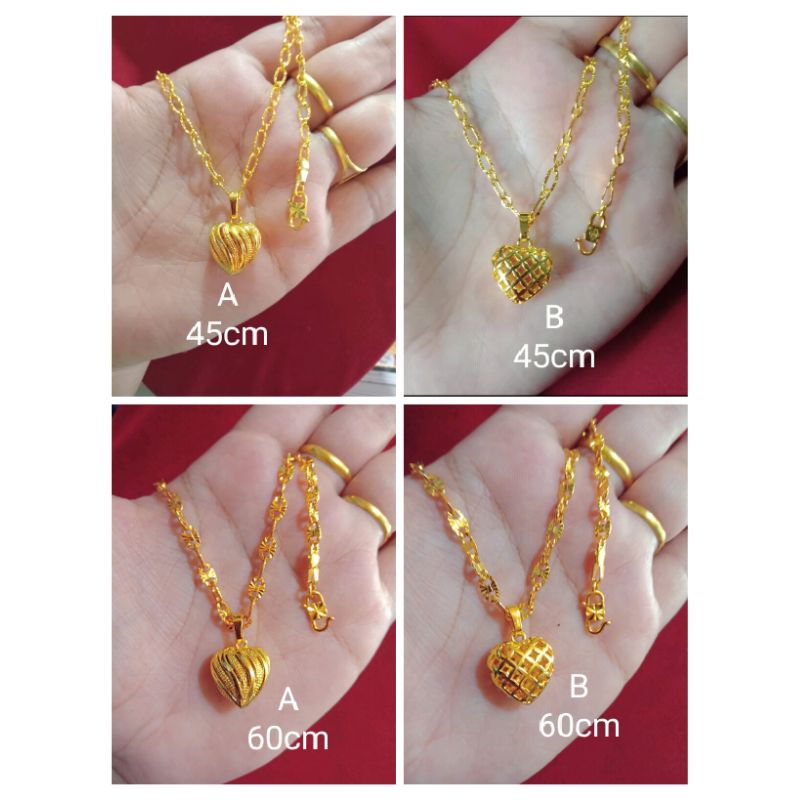 kalung pecah kopi love garis 45cm dan 60cm lapis emas 24 k