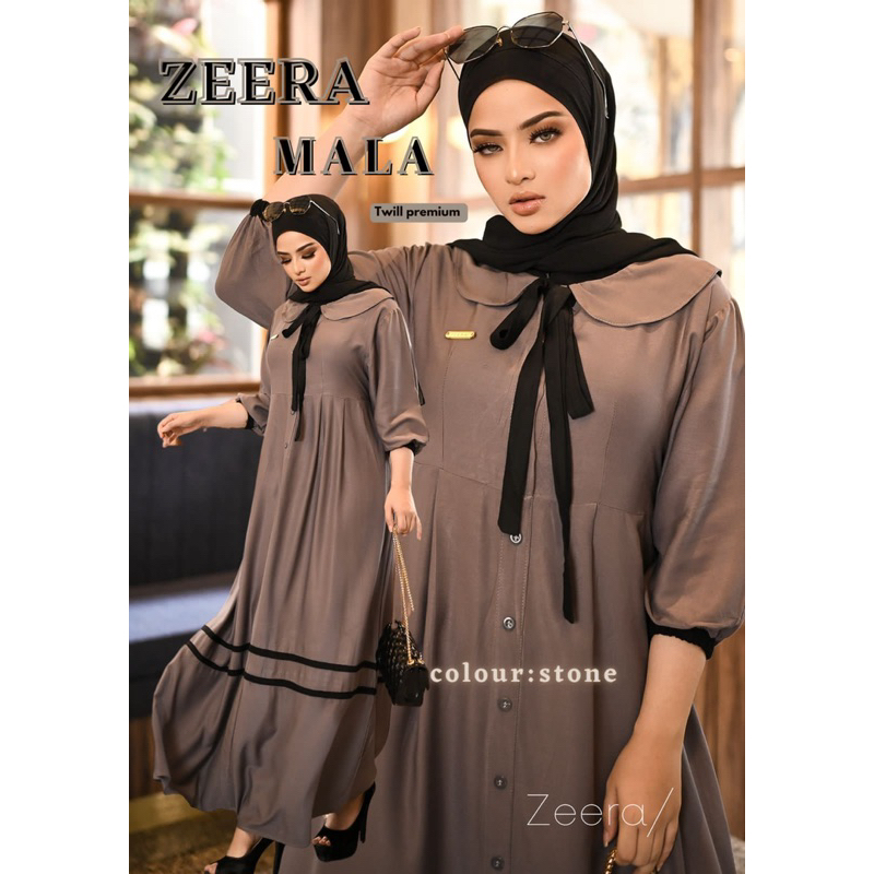 Daster Arab Zeera MALA Midi Dress Busui Twill Premium Ori