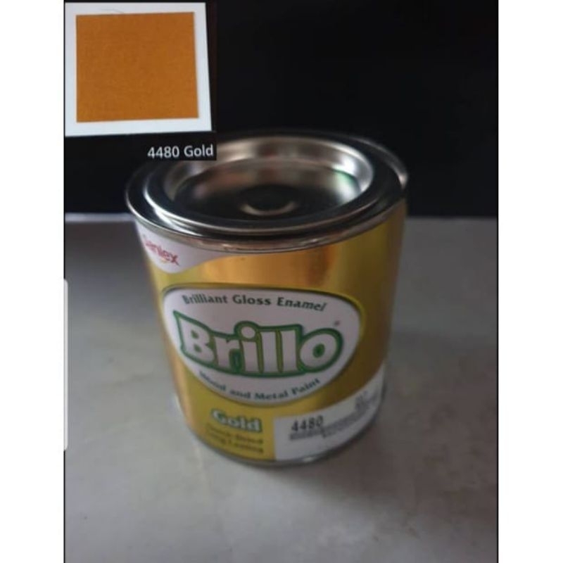 Cat kayu dan besi Brillo, netto 200 cc, warna emas