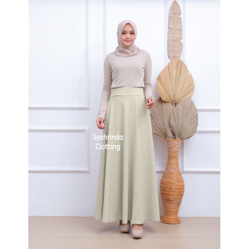 Rok Panjang Polos Lebar Twist Premium Bawahan Klok Mayung Import