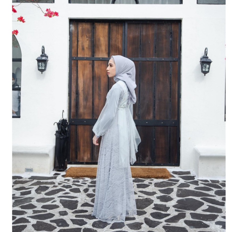 Nadine Dress Exclusive Terbaru Gamis Pesta Maxi Brukat Kondangan Lamaran Tunangan Kekinian