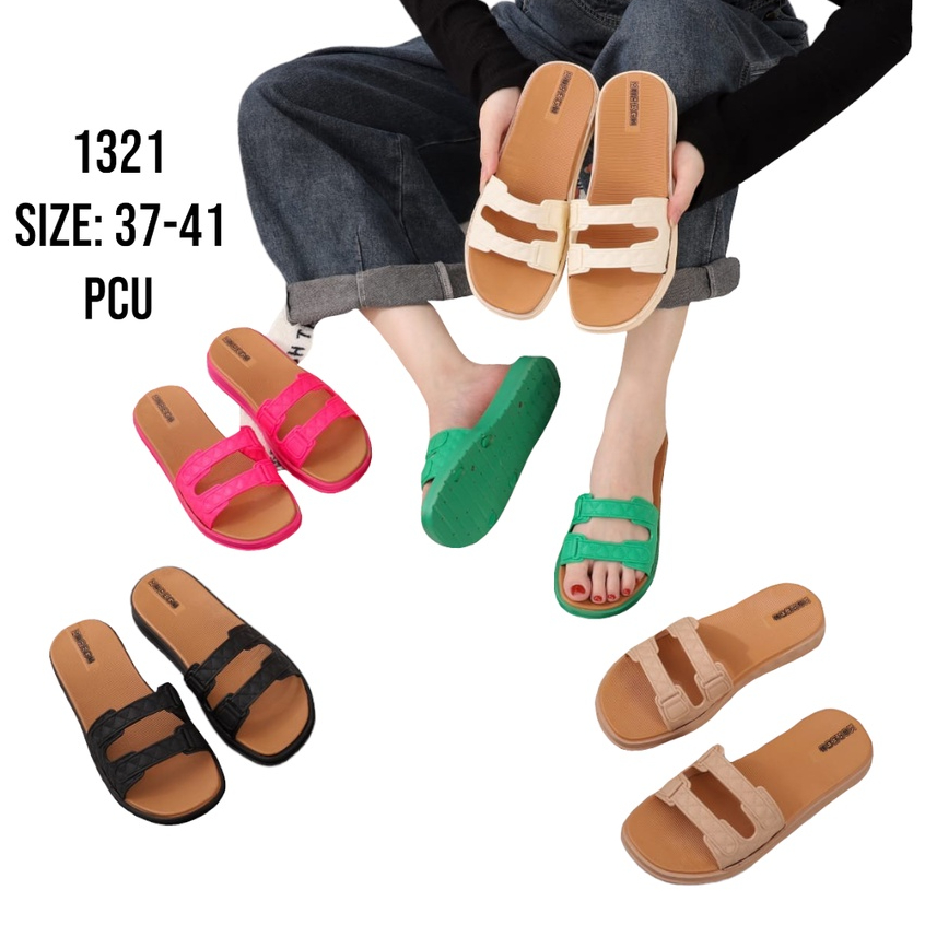 Sandal Slop Jelly Wanita Ban 2 Polos Casual Elegant Keren Import