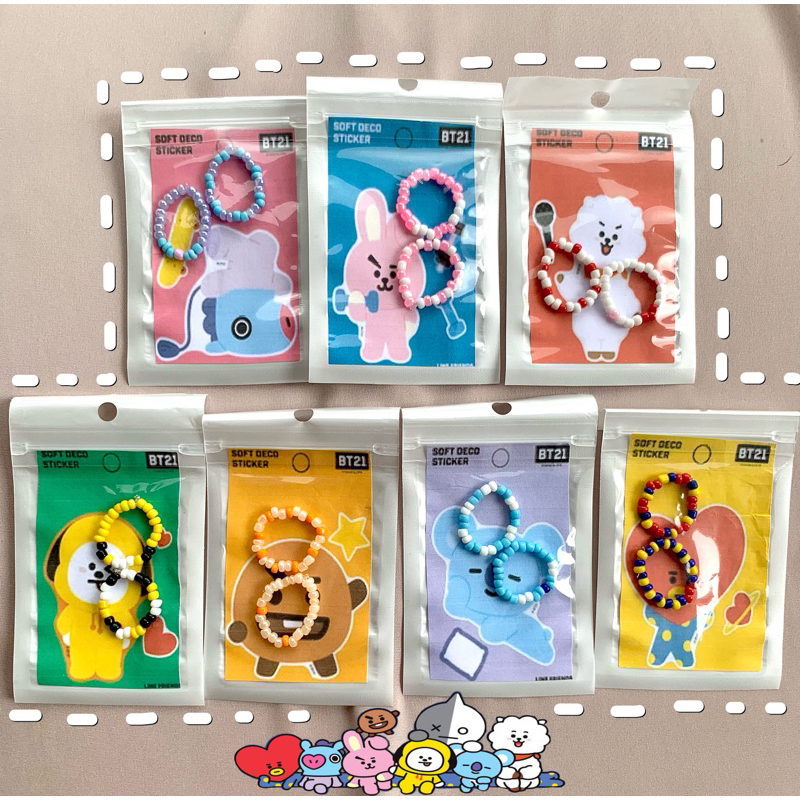 BEADS RINGS BT21 ARMY SET | Cincin manik korea bt21 bts