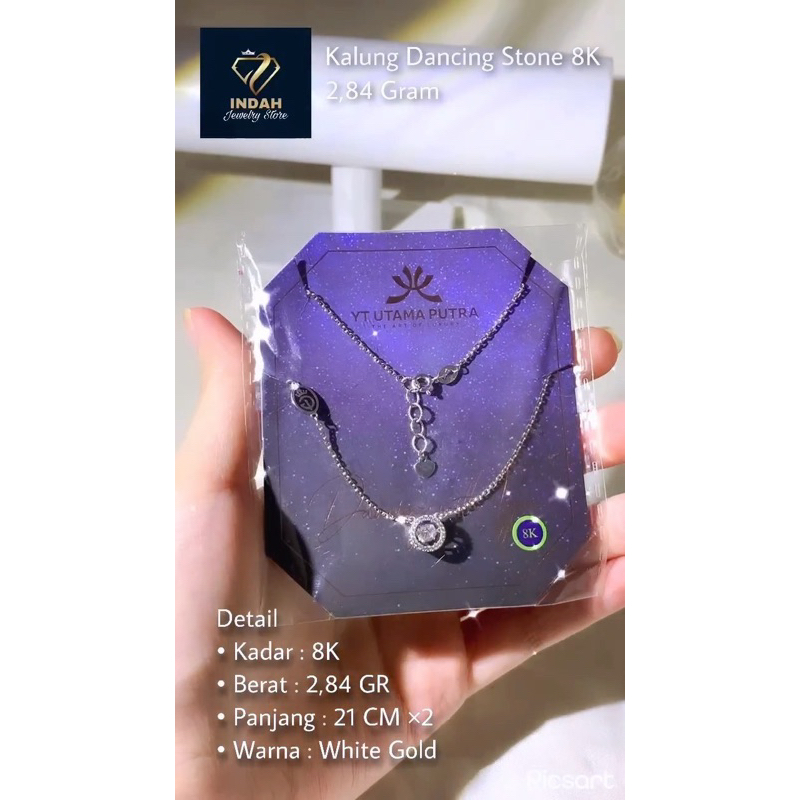 Kalung Dancing Stone kadar emas 375%