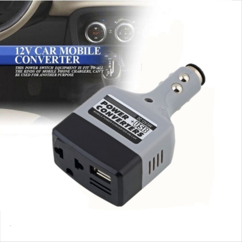 Car Power Converter Mobil Charger DC 12V/24V to AC 220V with USB