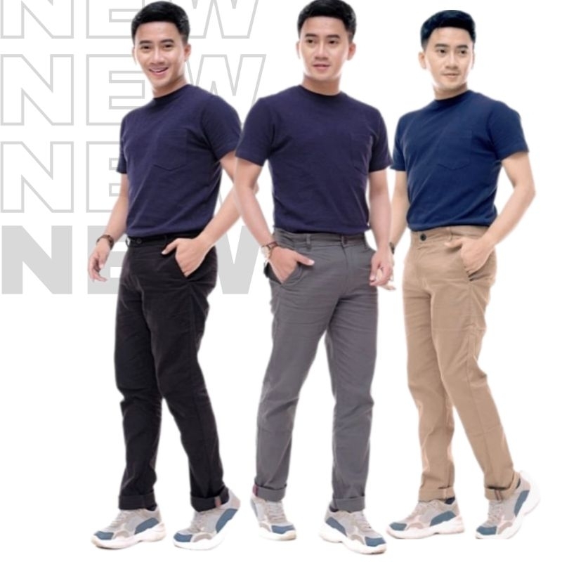 PROMO Celana Chinos Panjang Pria Slim Fit Bahan Stretch Melar Original