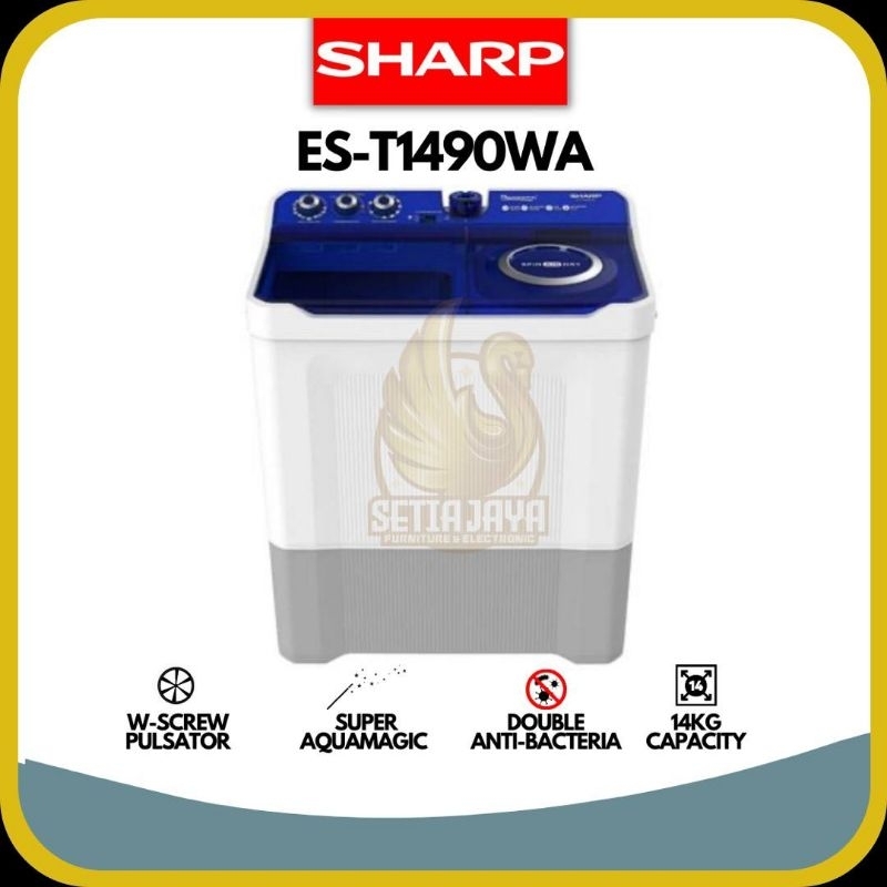 SHARP Mesin Cuci 14 KG Dolphinwave Series - (ES-T1490WA)