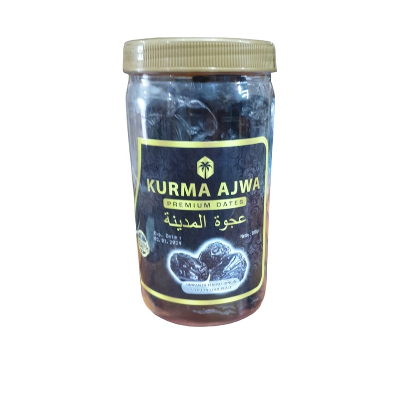 Kurma Ajwa 500gr Lembut Kemasan TOPLES TABUNG/Kurma Nabi Empuk 100% Asli Madinah Premium Exclusive