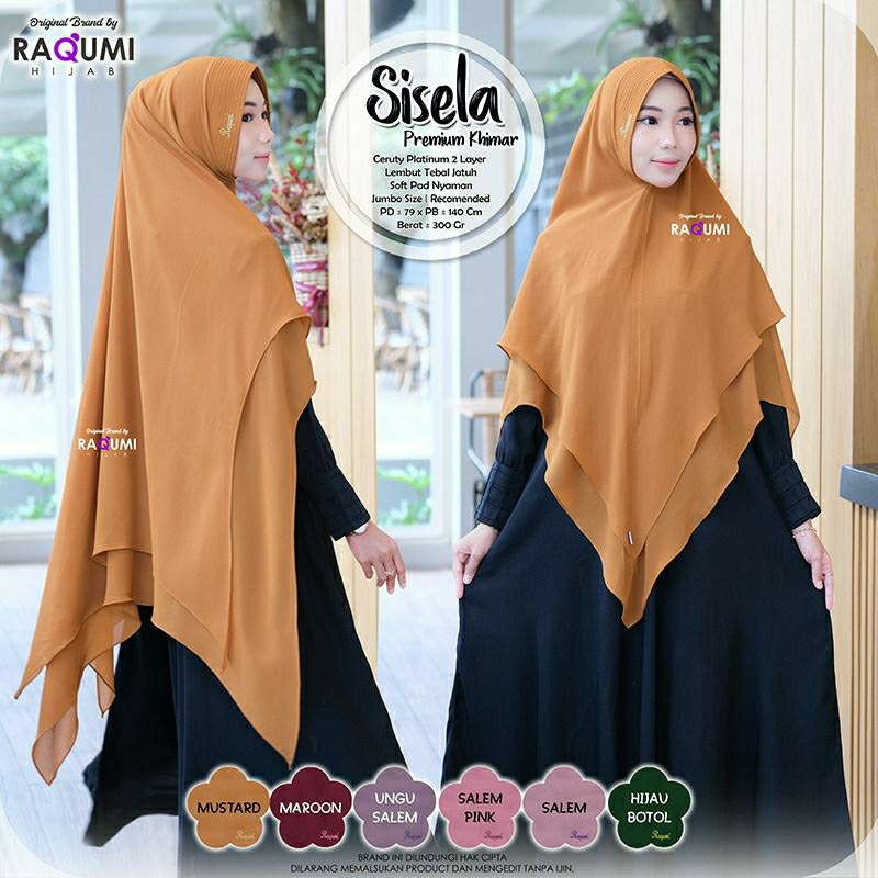 hijab khimar 2 layer cerurty, sisela ORI RAQUMI by Jumbo Solo