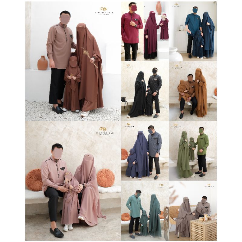 [Ready] Alfi Huraiyah_Alamanda Sarimbit Family | Set Gamis Couple Ibu & Anak | Polos Two Tone Syari 