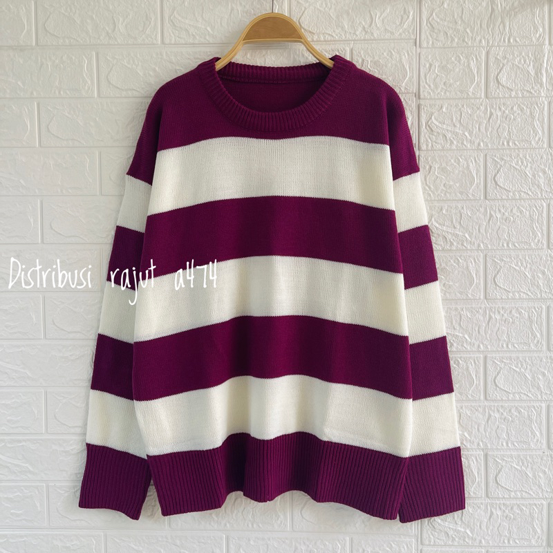 POLO SWEATER STARLA BLASTER BLOUSE STRIPPE LENGAN PANJANG-Mayubi magenta
