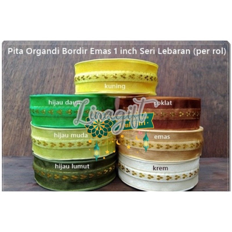 

( Meter ) PITA ORGANDY BORDER RIBBON 1 INCH PITA ORGANDI / ORGANZA BORDIR EMAS