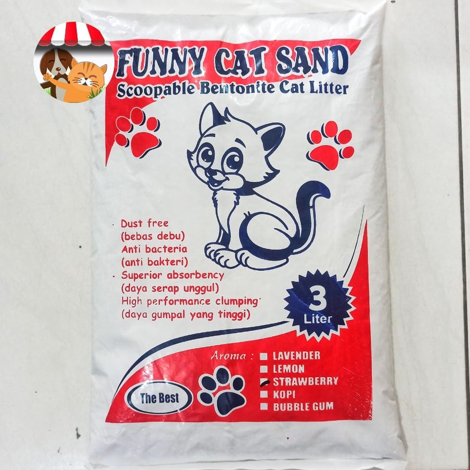 Pasir Kucing Gumpal Wangi Funny Cat Sand 3ltr - Bentonite Cat Litter