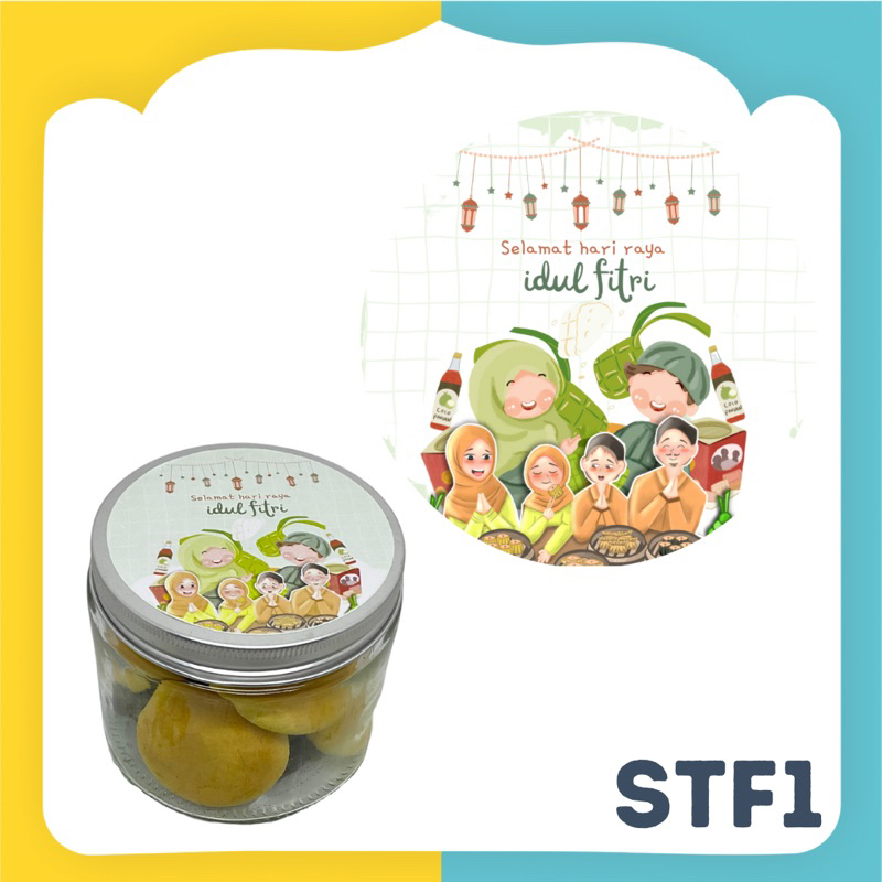 (1Pak =20) STF ~ Stiker Bulat Label Toples idul fitri, Stiker Toples Lebaran, Stiker Eid Mubarak, Sticker Eid, Stiker Segel Toples Kue