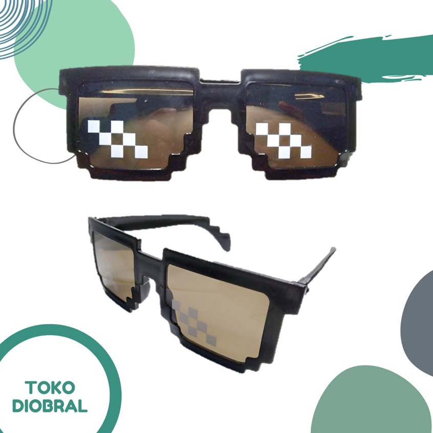 Kacamata Kotak Hitam Sunglasses Model Thug Life Mosaic Pria Wanita