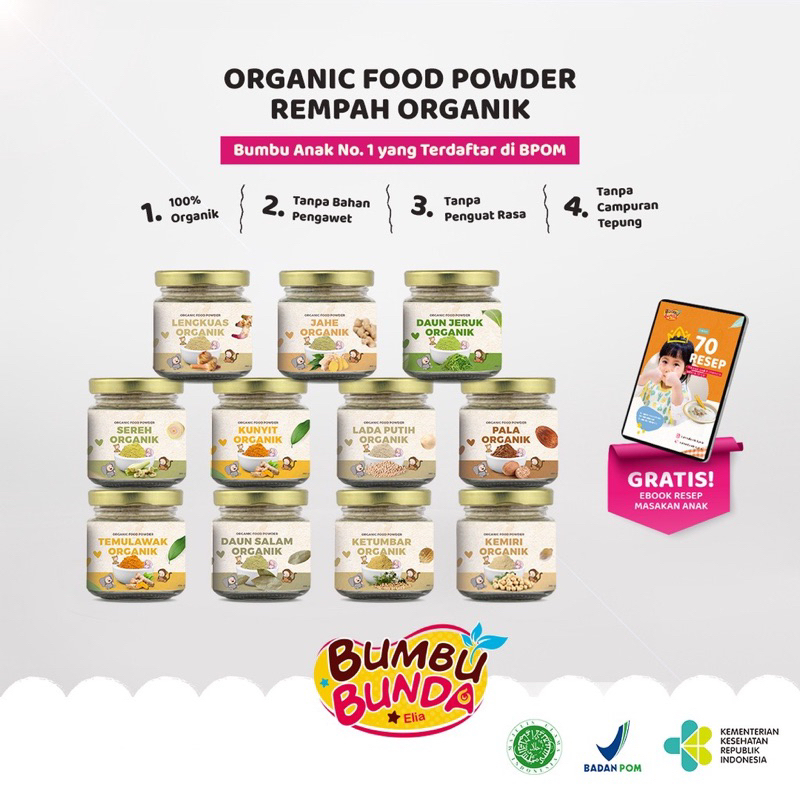 

Bumbu Bunda Elia Rempah Mpasi / Kaldu Anak / Kaldu Bayi Non Gula Garam