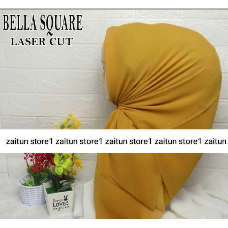 Hijab Bella Segiempat Laser Cut Warna Terlengkap / jilbab Segi Empat polos laser warna telengkap / kerudung Bela square segi empat laser gerigi/ Bella Laser Warna Terlengkap / S4 Bella Square LC Hijab Terbaru Ukuran 115 x 115cm Kerudung butik Terbaru 1343