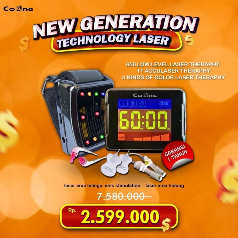 Jam Laser Kesehatan Terapi Darah Jantung, Kolesterol, Diabetes, Hipertensi 11 Mata Laser Cozing