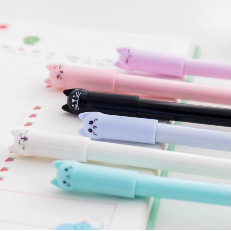 DuaWarna Pulpen Kucing Pena Pen Bolpen Ballpoint Motif Karakter Kucing Meow Pulpen Gel Import