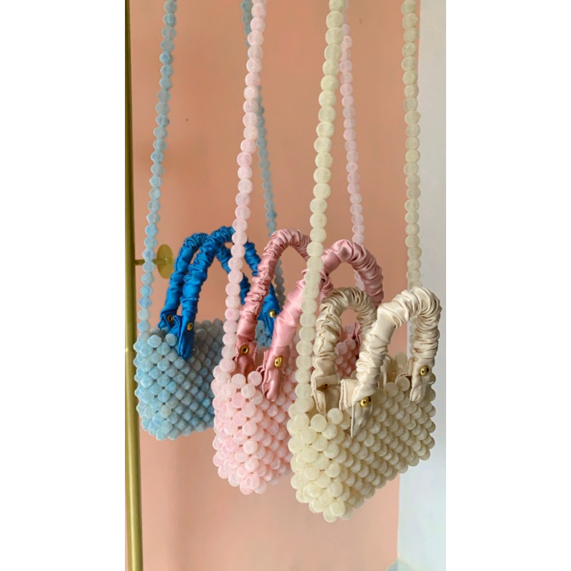 tas mutiara bahan bludru handmade