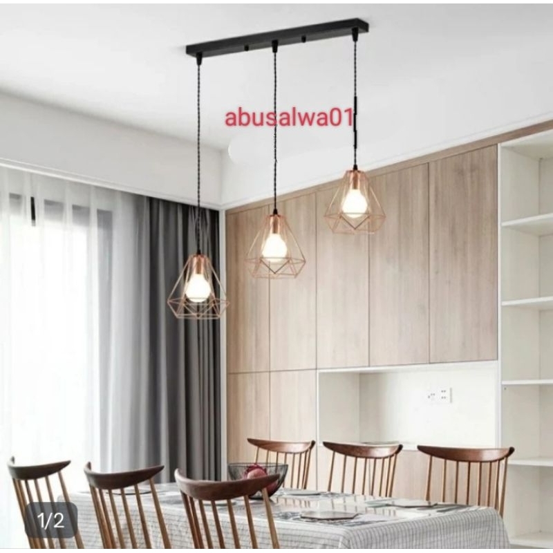 lampu hias gantung diamond warna gold