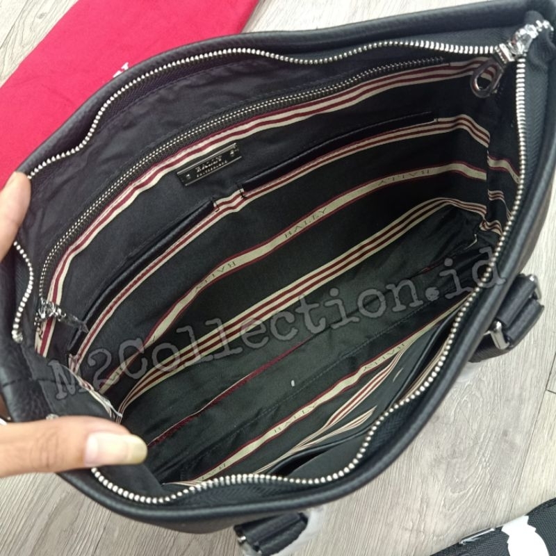 tas kantor bally list merah putih Tas selempang tote bag Super Mirror quality