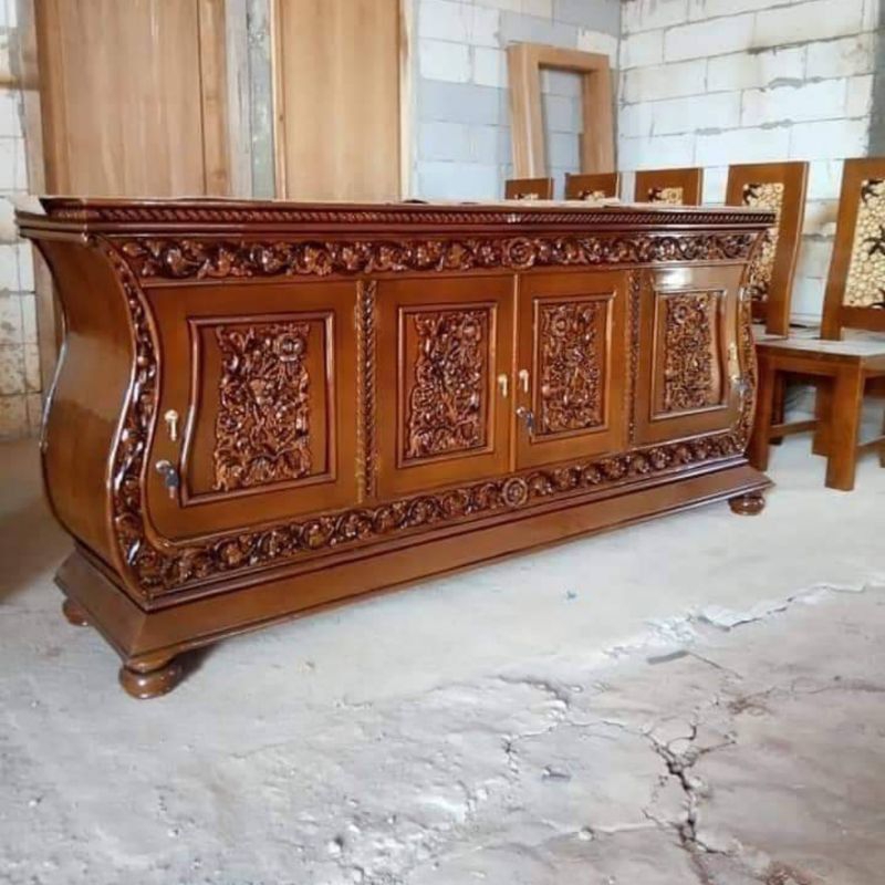 Bufet Tv Bufet Biola Kayu Jati Terlaris Bufet Ukir Jati Jepara.