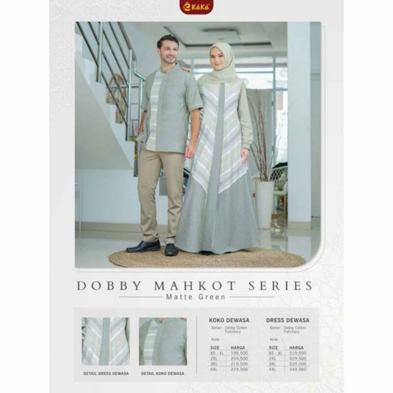 KEKE-Dobby Mahkot Series/Gamis Koko Dewasa/Denim Blue,Warm Brown,Matte Green/Sarimbit Terbaru KEKE 2
