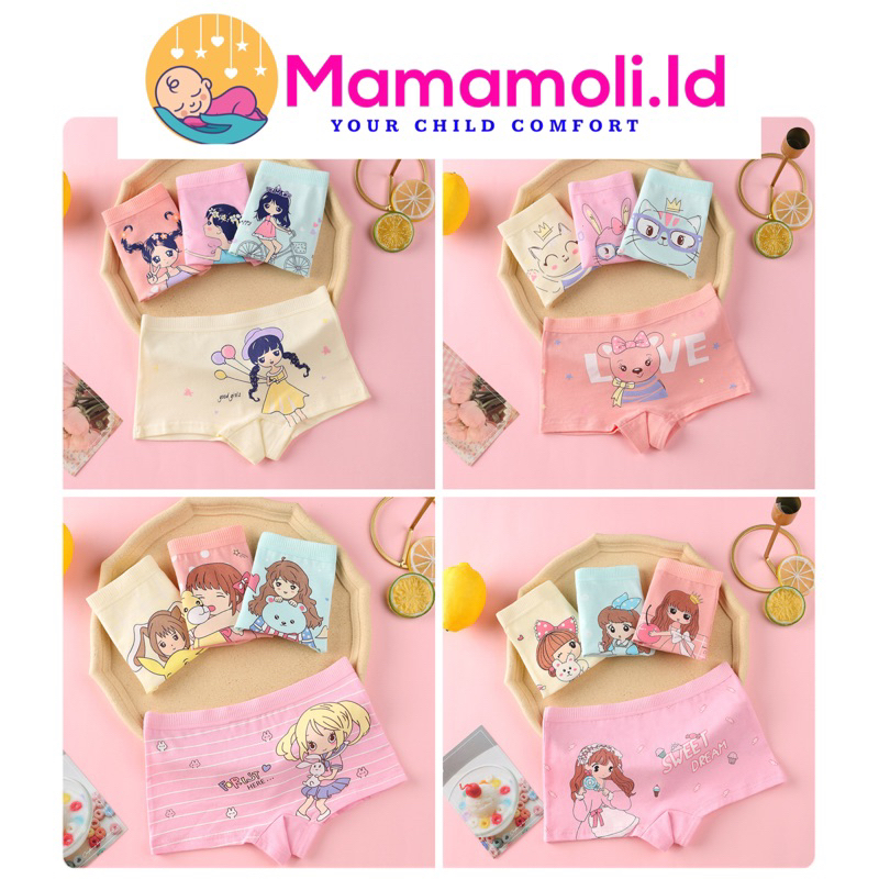 Celana Dalam CD Anak Perempuan 4 in 1 ( 4 Pcs / Bgks ) / Kolor Sempak Anak Cewek/ Celana dalam Anak cewek/ CD Anak Anak Celana Dalam Boxer Anak Perempuan