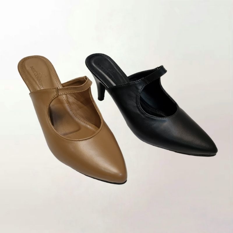 Brigitte Sandal Sepatu HEELS WANITA Mules tutup depan