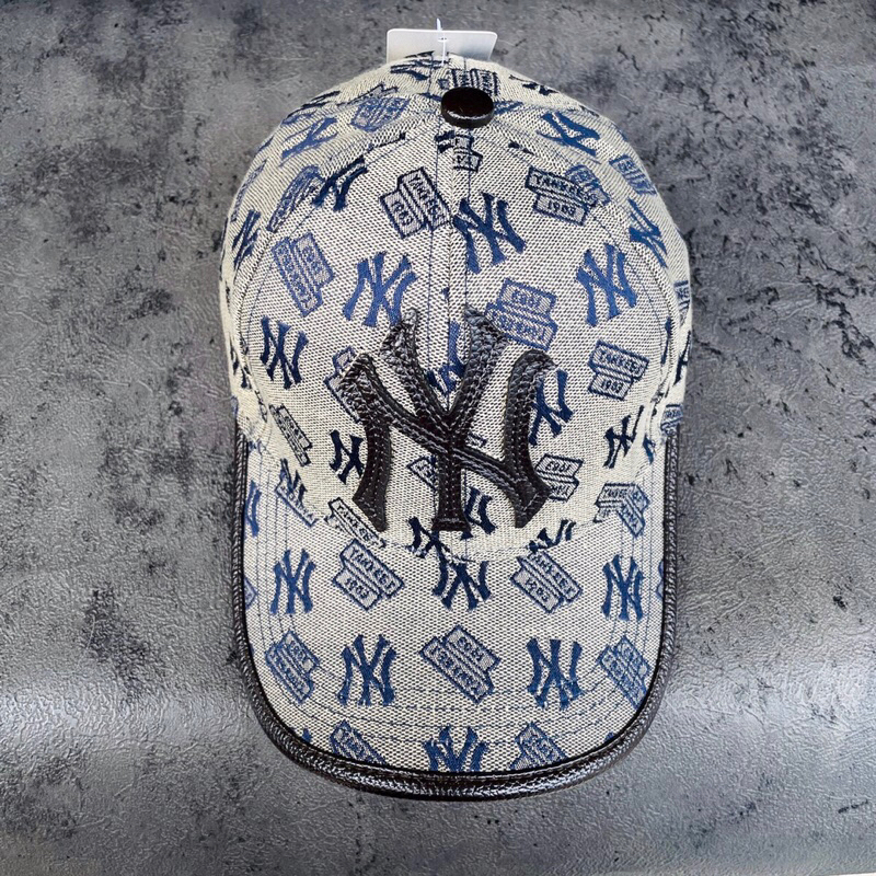 TOPI BASEBALL MLB CAP MONOGRAM NEW YORK HALF LEATHER GREY