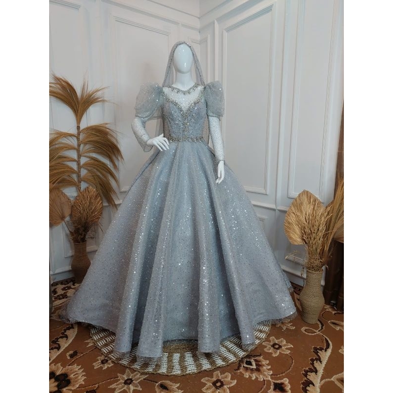 GAUN PENGANTIN  BERBY BEREKOR//GAUN MODREN | GAUN PAYET BUNGA 3D | BAJU WEDDING MEWAH | BAJU PENGANTIN TERBARU