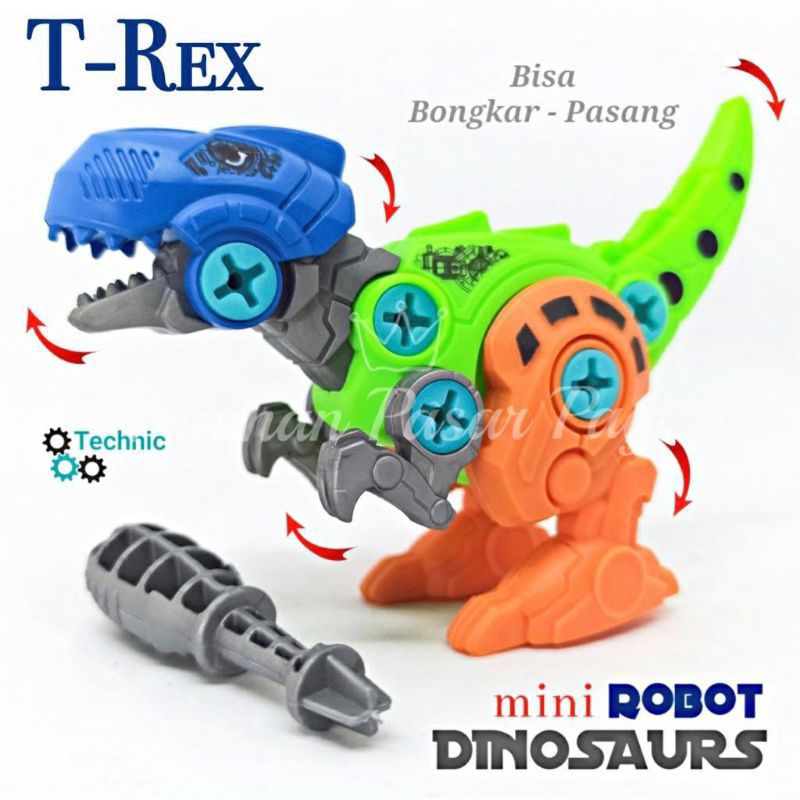 Mainan Robot Dinosaurus Mini Bisa Bongkar Pasang Mainan DIY Robot Dinosaurus