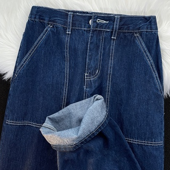 Highwaist Loose Celana Jeans Wanita Gaya Jepang